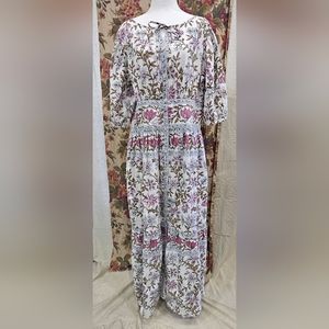 Hannah Artwear Camilla Maxi Floral Bougainvillea Print Dress Size 3 NWT